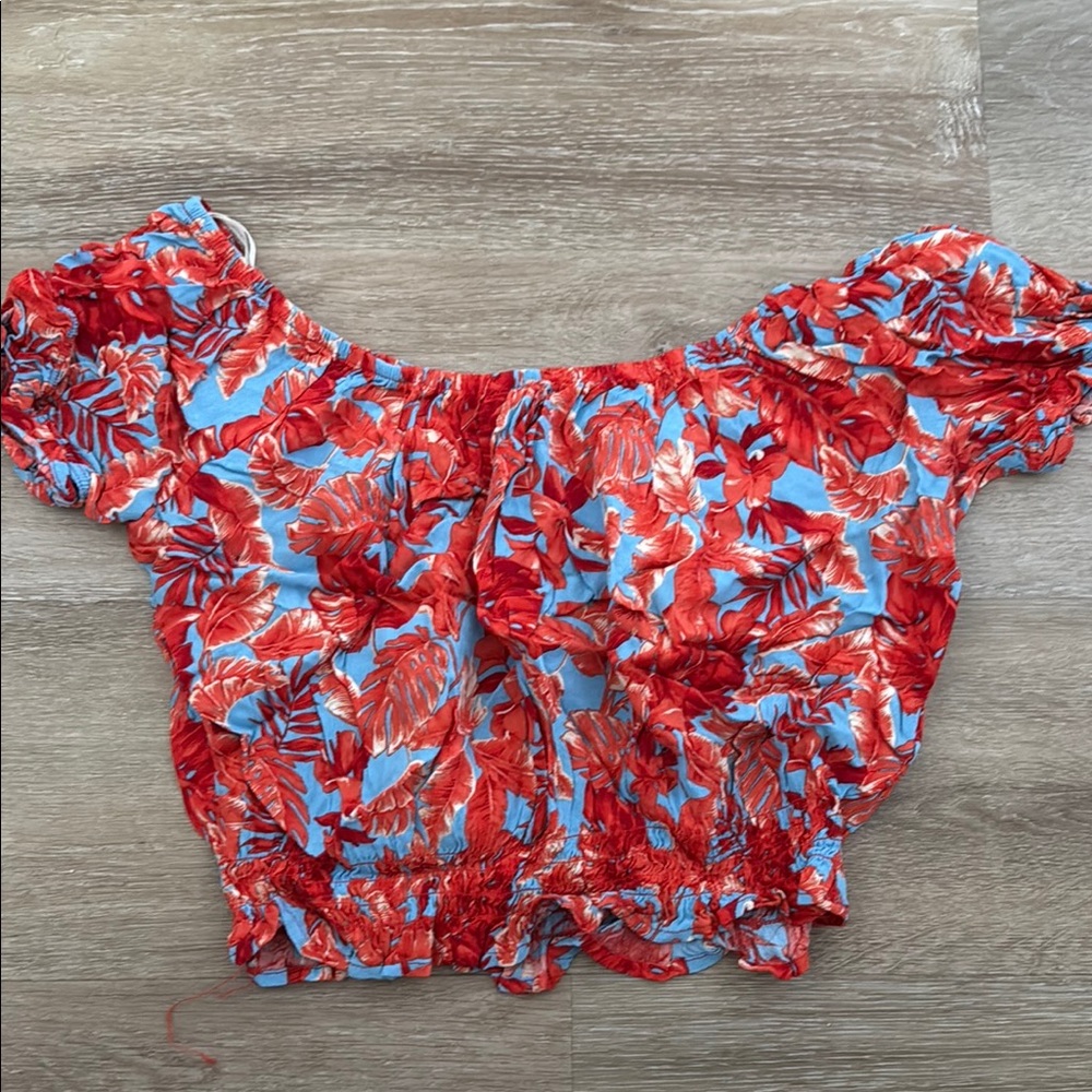Floral Red and Blue Women's Top